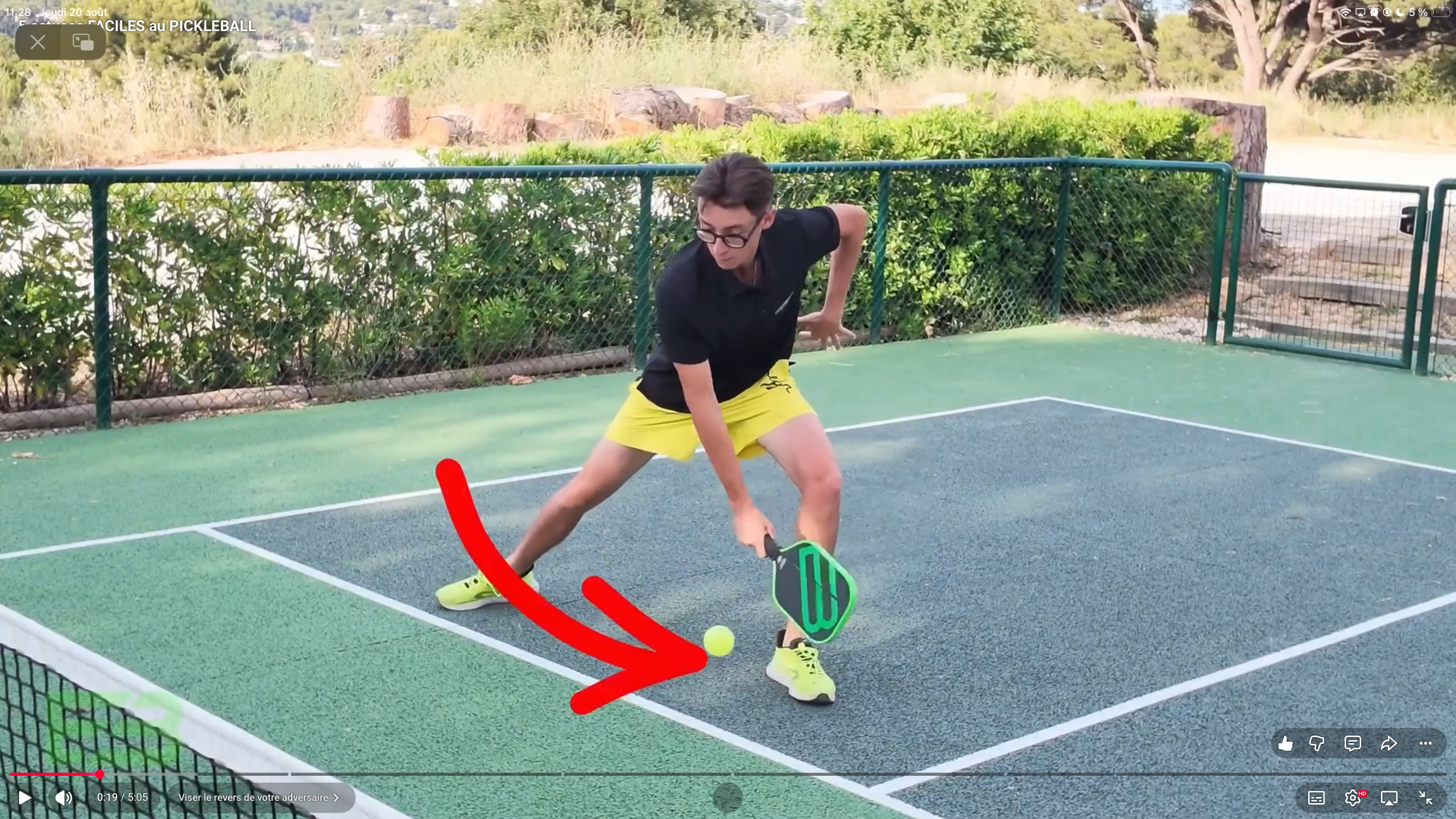 Stratégies pickleball viser le revers de son adversaire